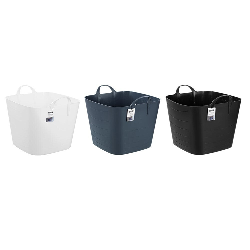 6PK Boxsweden Square Flexible Tub 40L Storage w/ Handle - Assorted