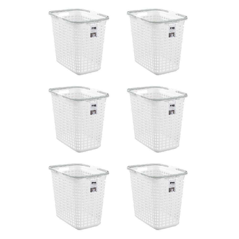 6PK Boxsweden 30L Laundry Carry Basket w/ Handle 44.5x40cm - White