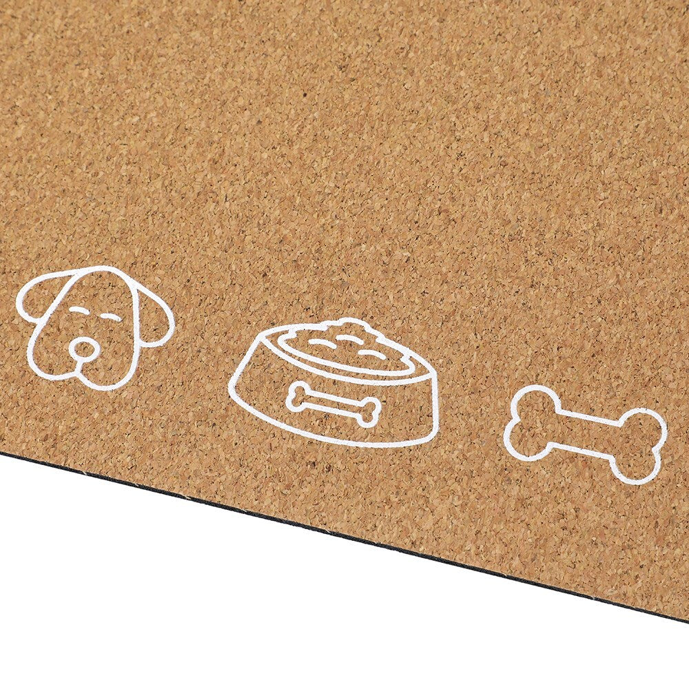 6PK Pawsnclaws 55x33cm Cork Feeding Floor Mat Bone - Brown