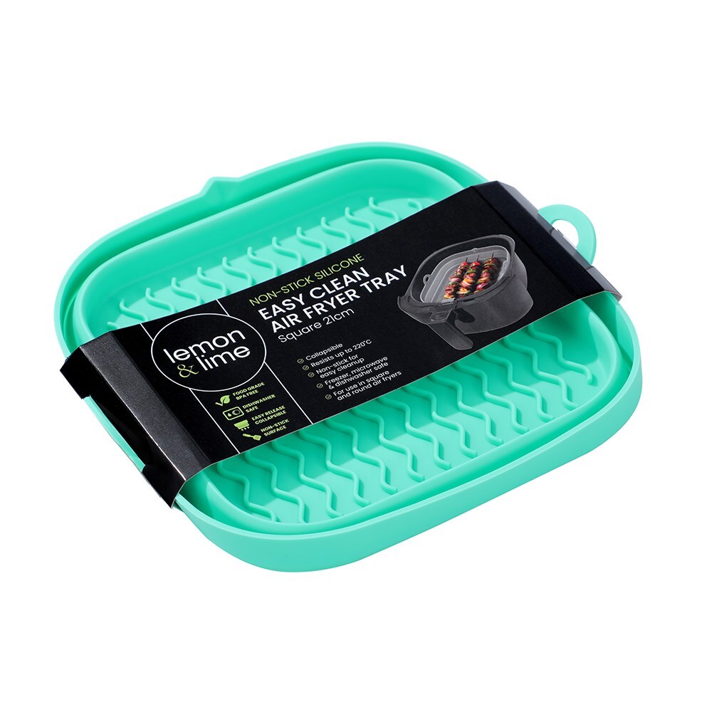 8PK Lemon & Lime Silicone Collapsible Air Fryer Tray Square 21cm - Assorted
