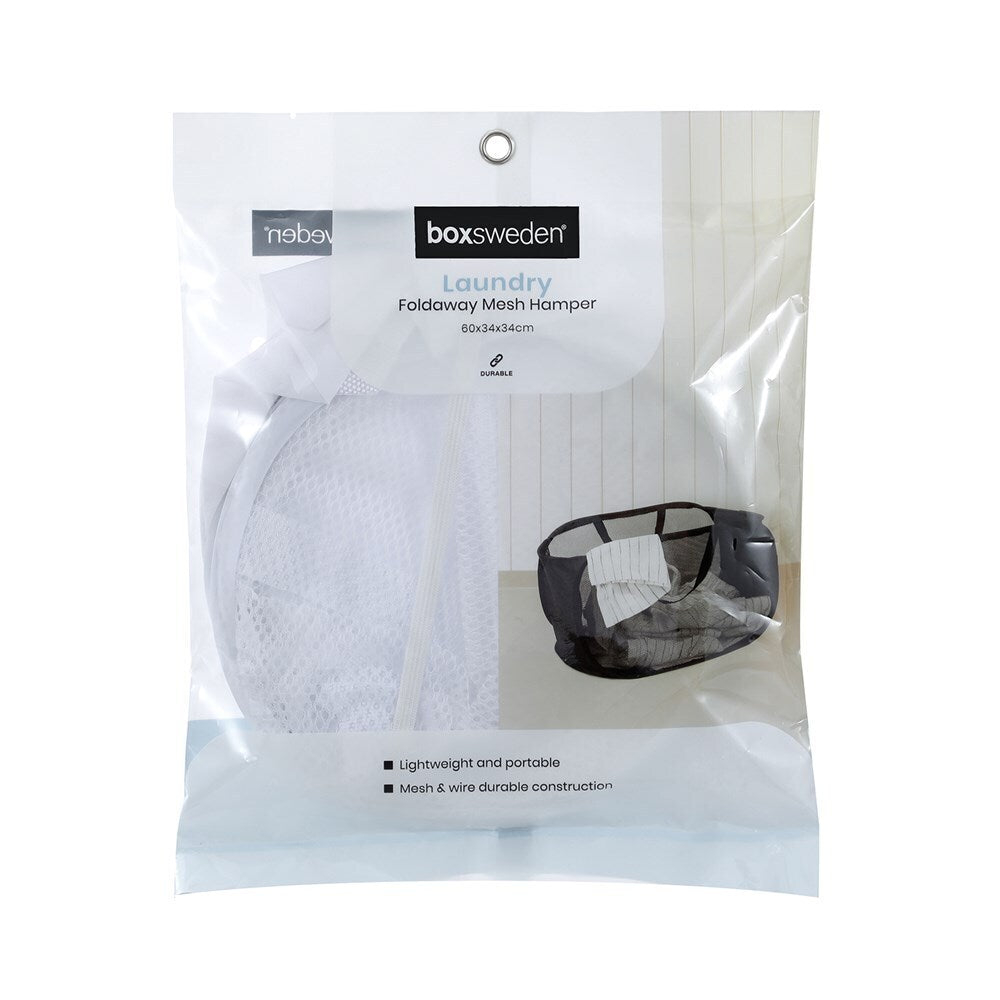 8PK Boxsweden Mesh Laundry Foldaway Hamper 60x34cm - Assorted