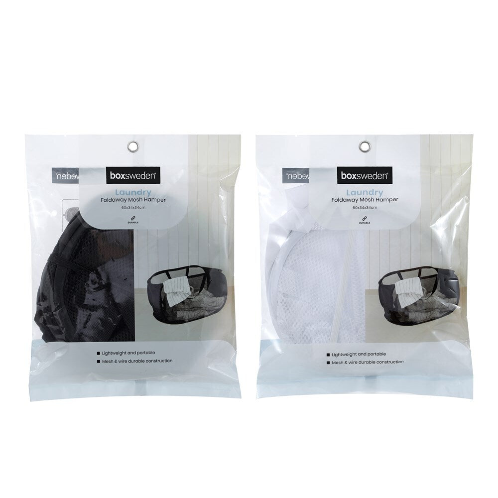 8PK Boxsweden Mesh Laundry Foldaway Hamper 60x34cm - Assorted