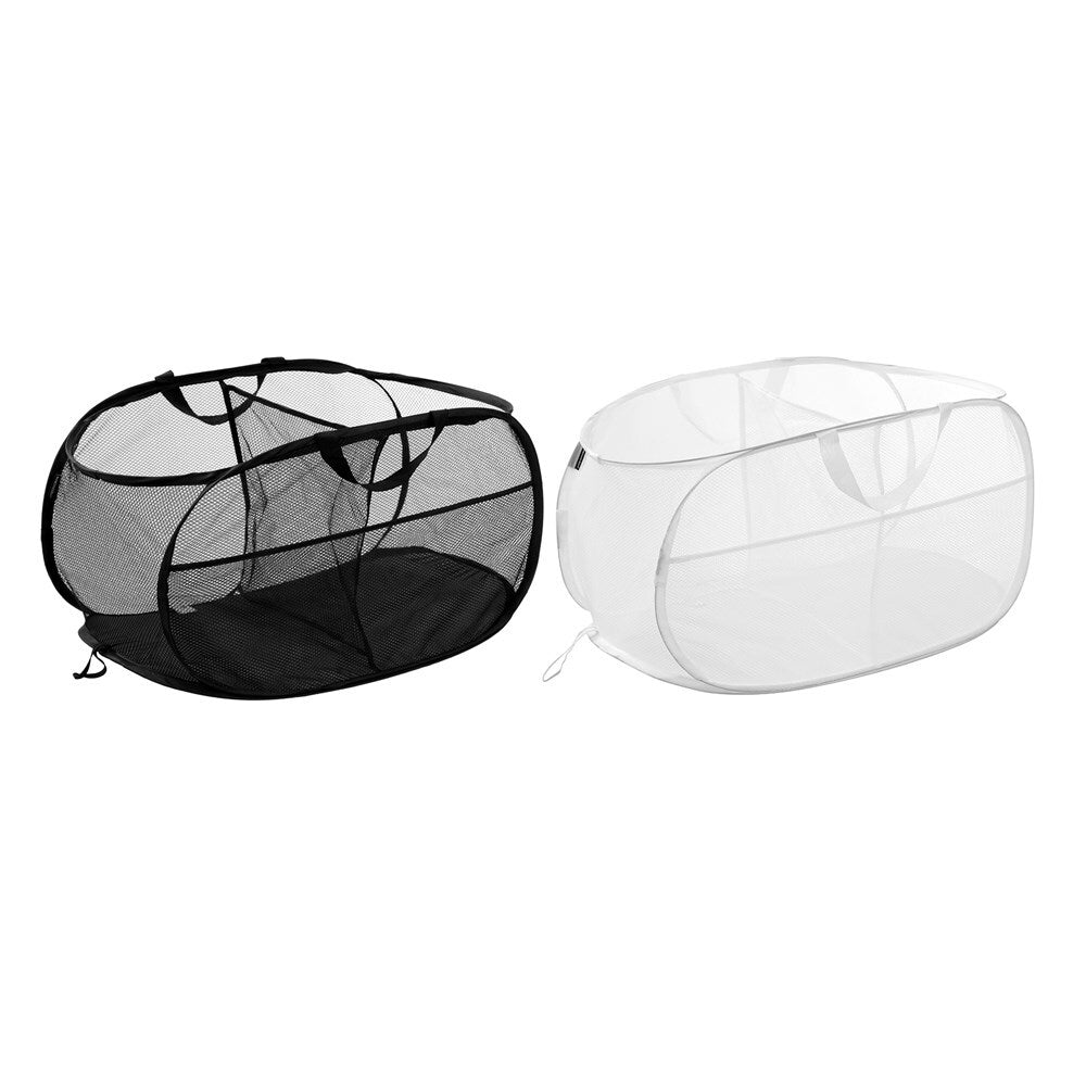 4PK Boxsweden Mesh Laundry 2-Section Foldaway Hamper 60x34cm - Assorted