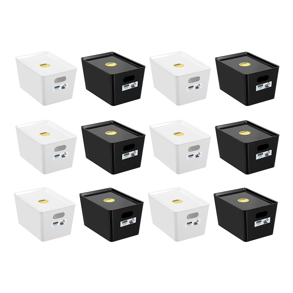12PK Boxsweden Smooth Tidy Storage Box 5.6L 26x17.5x14.5cm Assorted