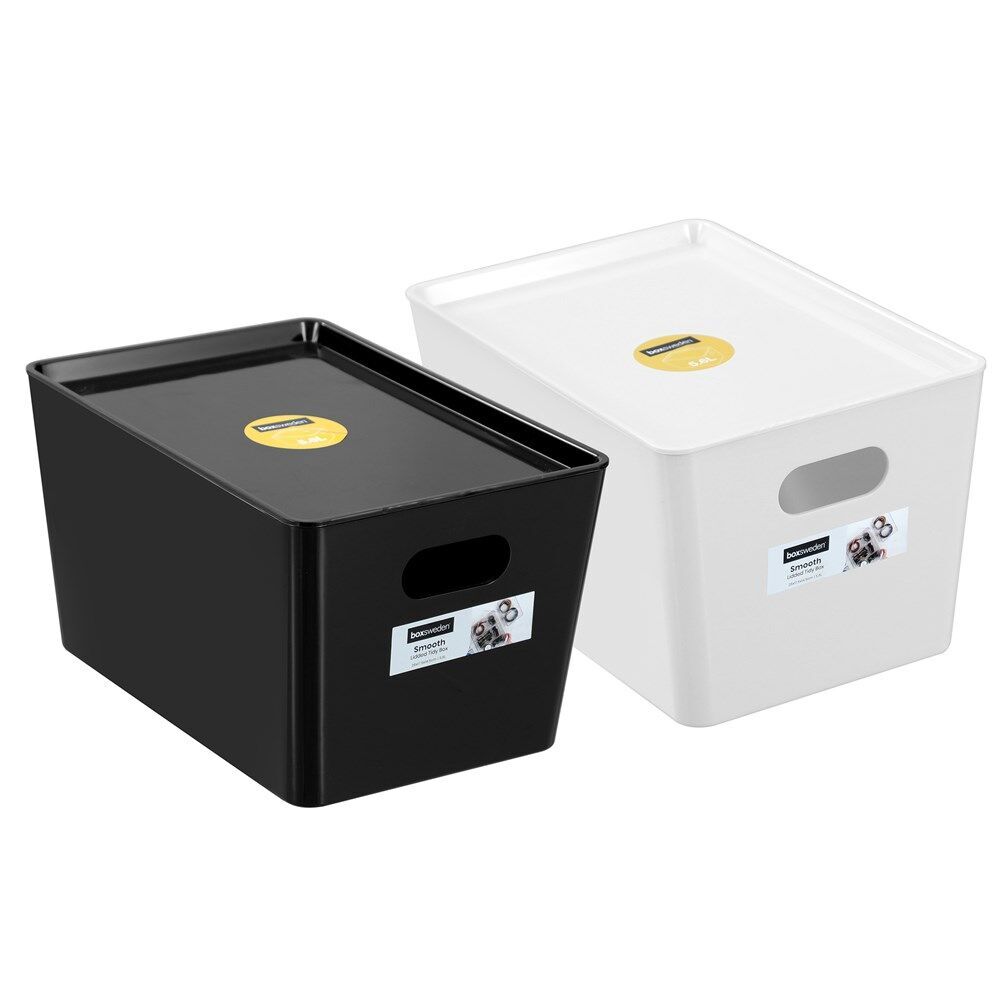 12PK Boxsweden Smooth Tidy Storage Box 5.6L 26x17.5x14.5cm Assorted