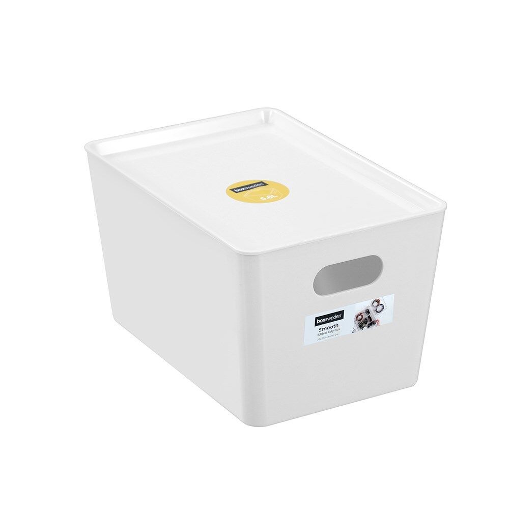 12PK Boxsweden Smooth Tidy Storage Box 5.6L 26x17.5x14.5cm Assorted