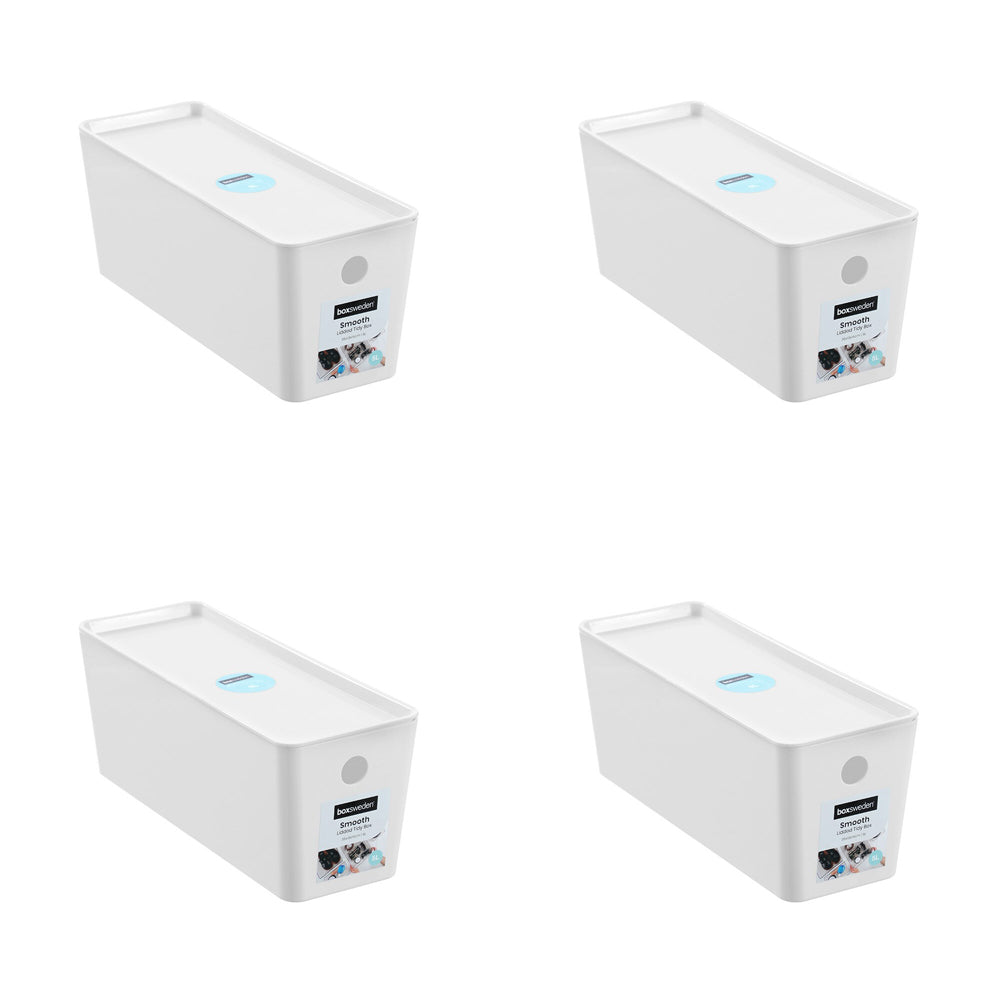 4PK Boxsweden Smooth Tidy Box w/ Lid 5L/35cm - Assorted