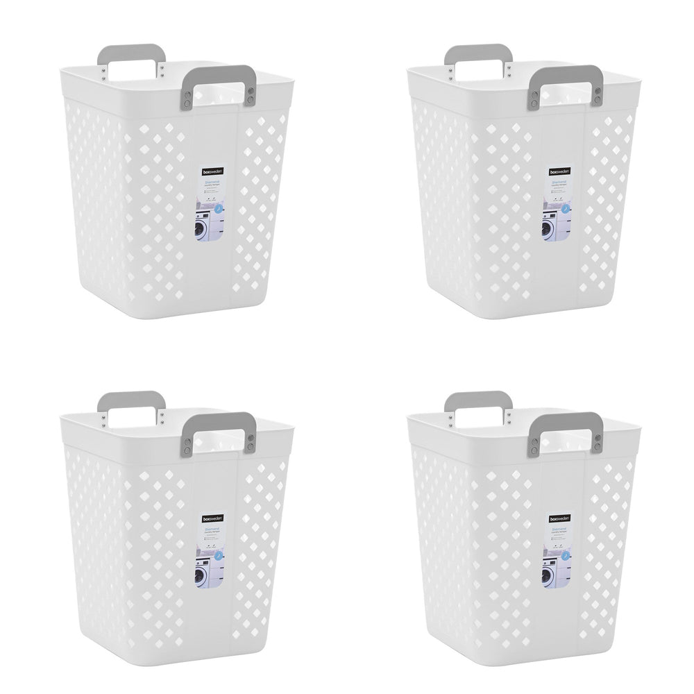 4PK Boxsweden Diamond Laundry Hamper Basket 40x50.5cm - White