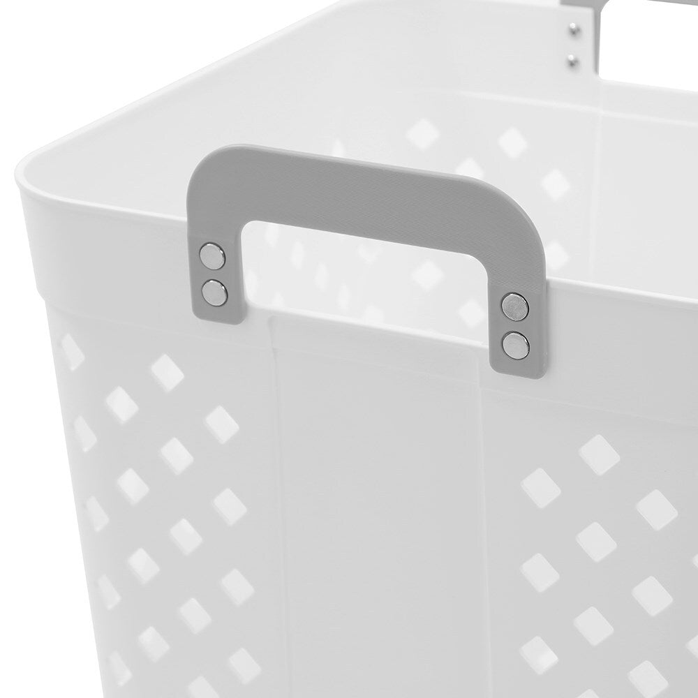 4PK Boxsweden Diamond Laundry Hamper Basket 40x50.5cm - White