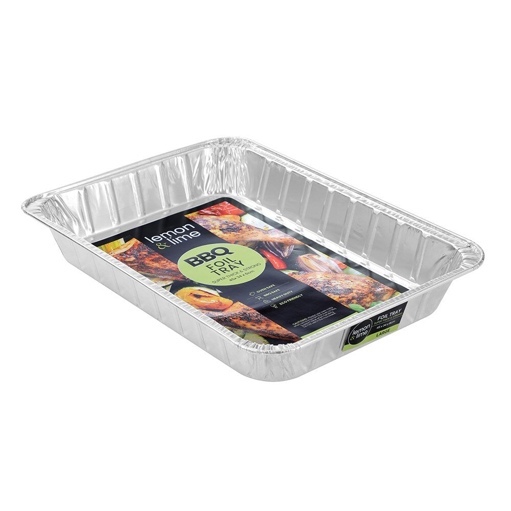 24PK Lemon & Lime Foil Baking Tray Rectangle Large 45x34cm - Silver