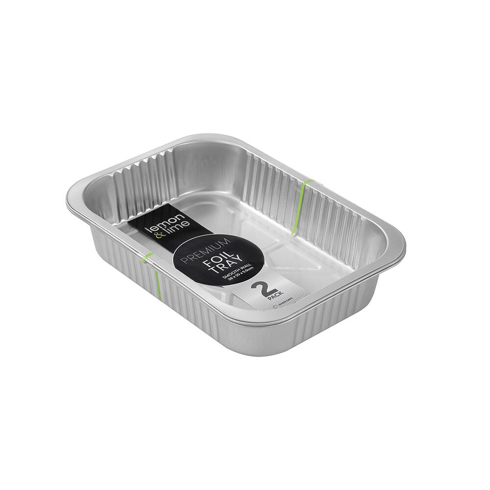 48pc Lemon & Lime Premium Smooth Wall Foil Tray 28x20cm - Silver
