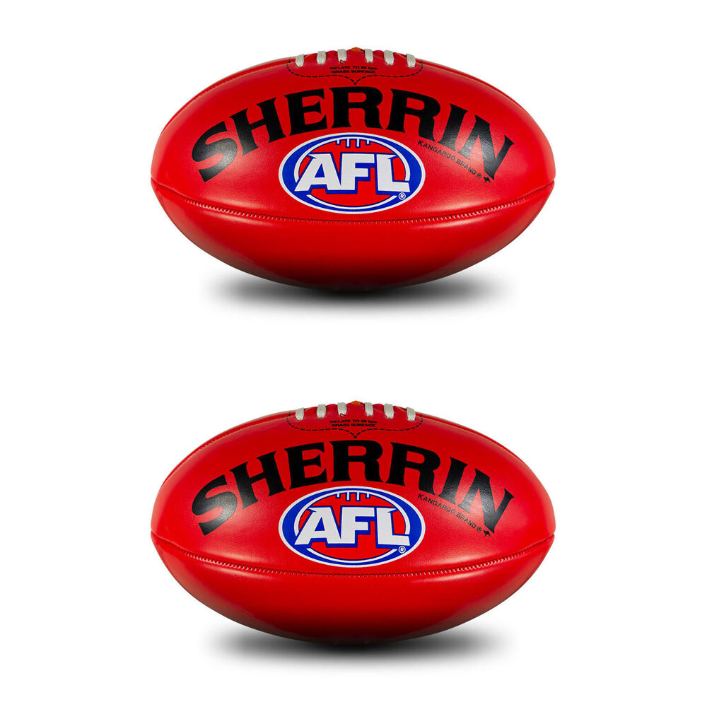 2PK Sherrin PVC AFL Outdoor Recreational Play Replica Football Size 5 Red