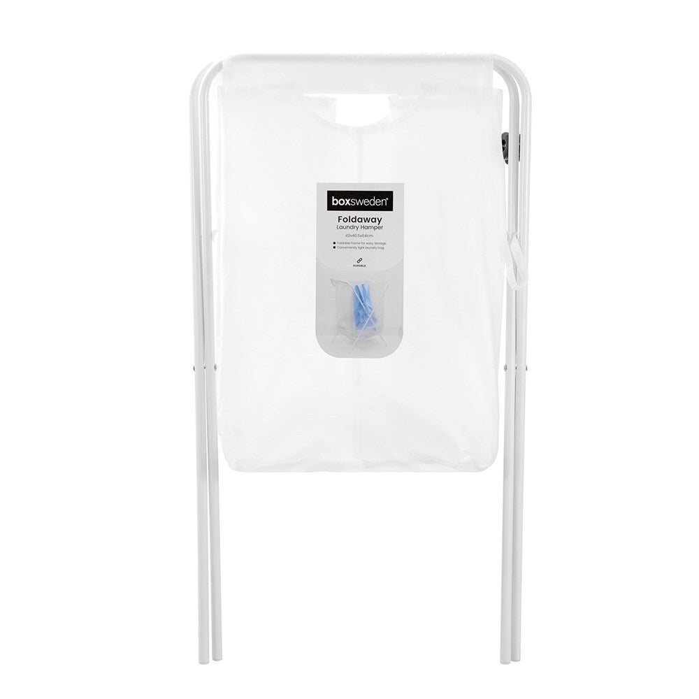 6PK Boxsweden Foldaway Laundry Hamper Basket 42x64cm - White