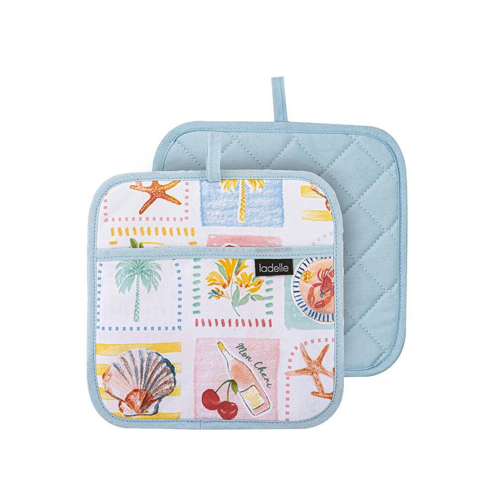 2pc Ladelle Capri Pot Holder Heat Resistant Non-Slip Kitchen Hot Pad