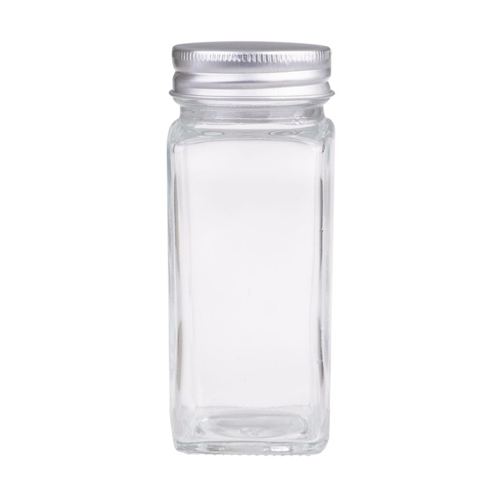 12PK Appetito Square Glass Spice Jar w/Metal Lid 115ml