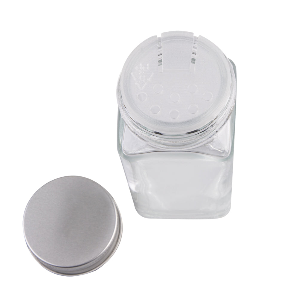 8PK Appetito Square Glass Spice Jar w/Metal Lid 115ml