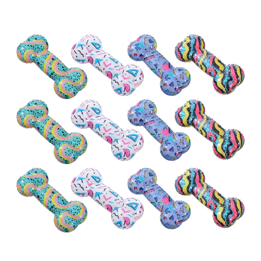 12PK Paws & Claws Dazzle Bone TPR Rubber Chew Toy 16.5x7.5x4cm Assorted