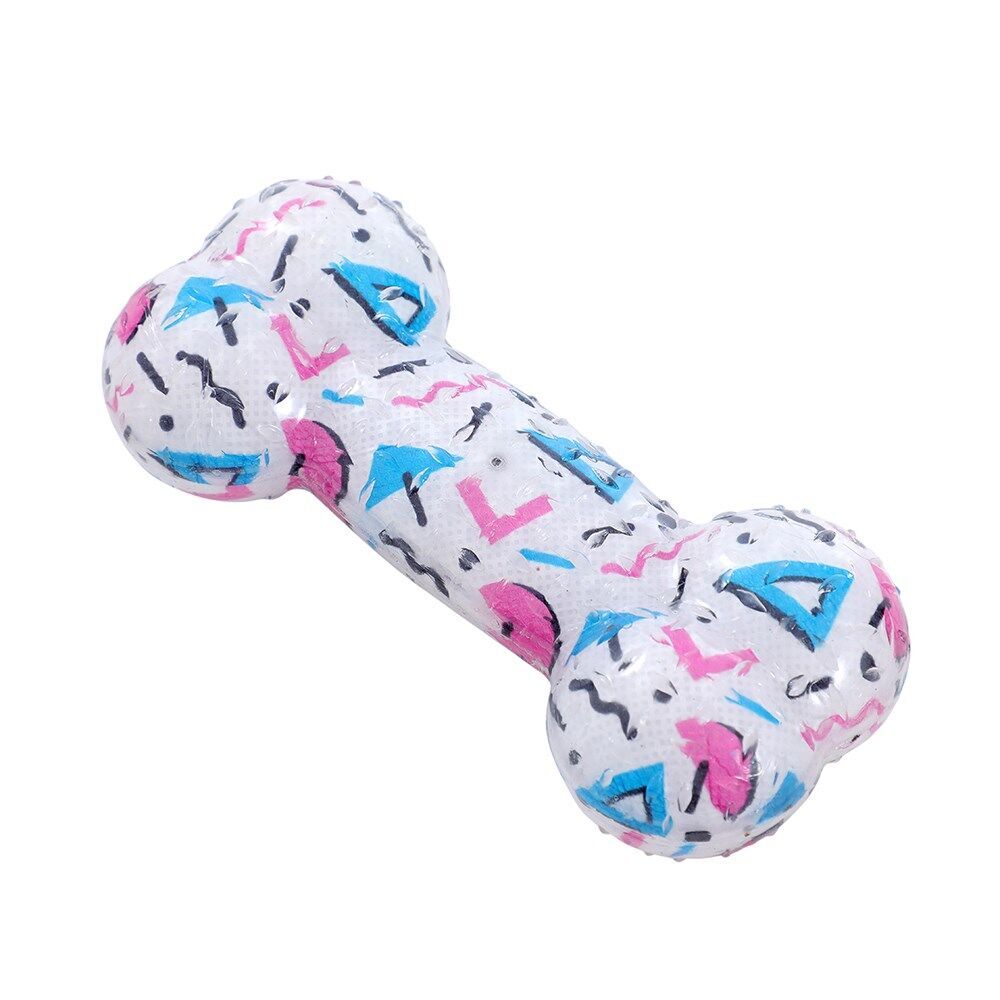 12PK Paws & Claws Dazzle Bone TPR Rubber Chew Toy 16.5x7.5x4cm Assorted