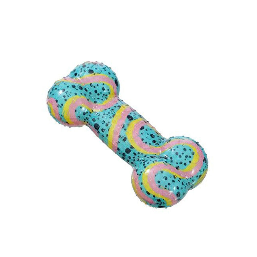 12PK Paws & Claws Dazzle Bone TPR Rubber Chew Toy 16.5x7.5x4cm Assorted