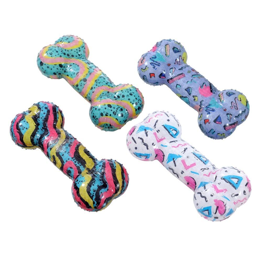 12PK Paws & Claws Dazzle Bone TPR Rubber Chew Toy 16.5x7.5x4cm Assorted