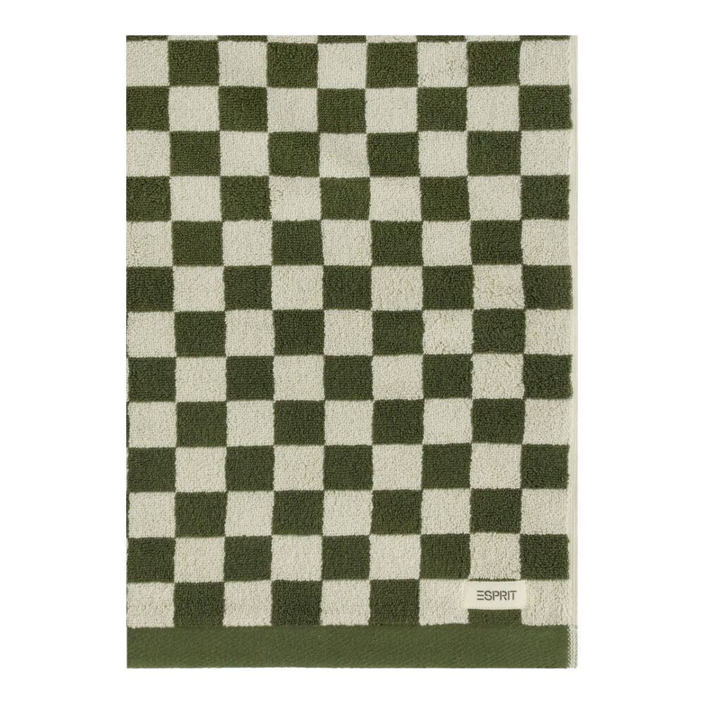 Esprit 550GSM Zenith Bathroom Cotton Bath Sheet Checkered Olive Khaki Green