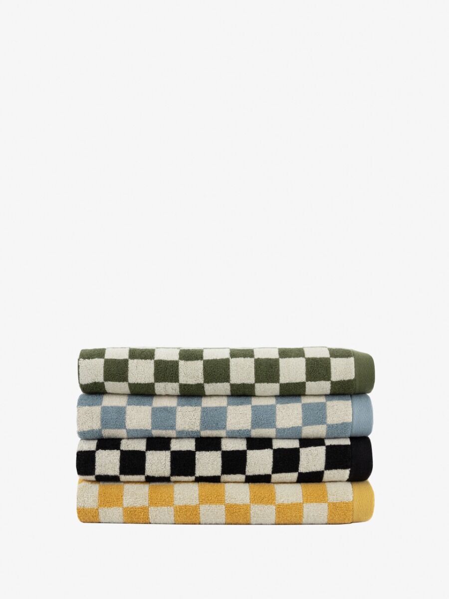 Esprit 550GSM Zenith Bathroom Cotton Bath Sheet Checkered Olive Khaki Green