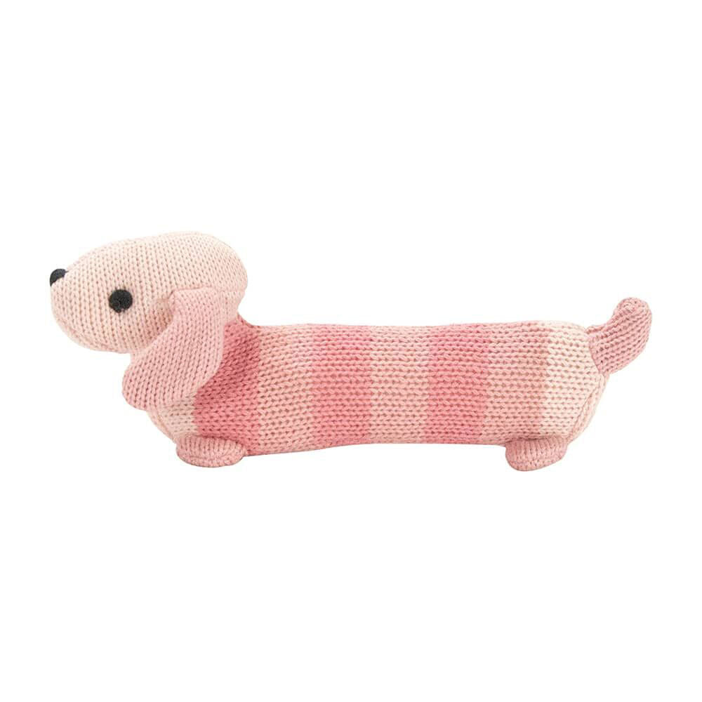 2PK Annabel Trends Knit Hand Rattle Baby Toy 19cm - Dachshund Pink