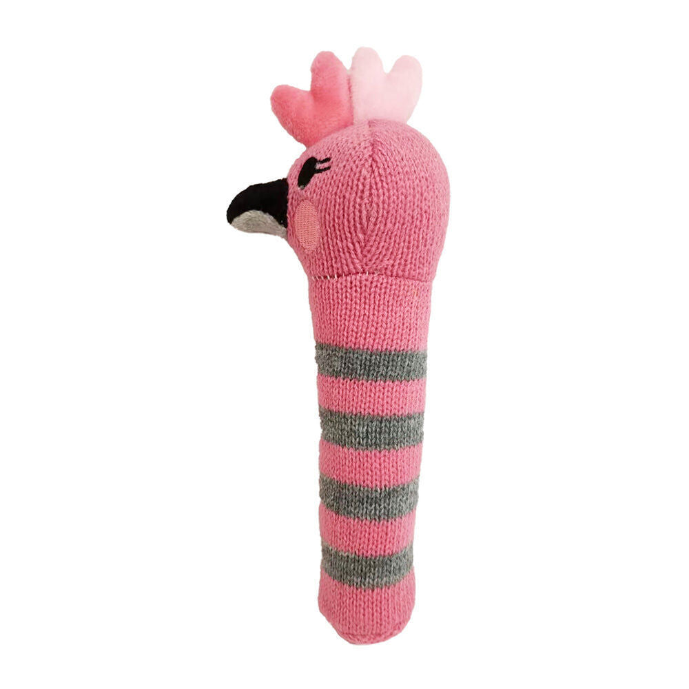 2PK Annabel Trends Baby Hand Rattle Knit Sensory Play Toy 18.5cm Pink Galah