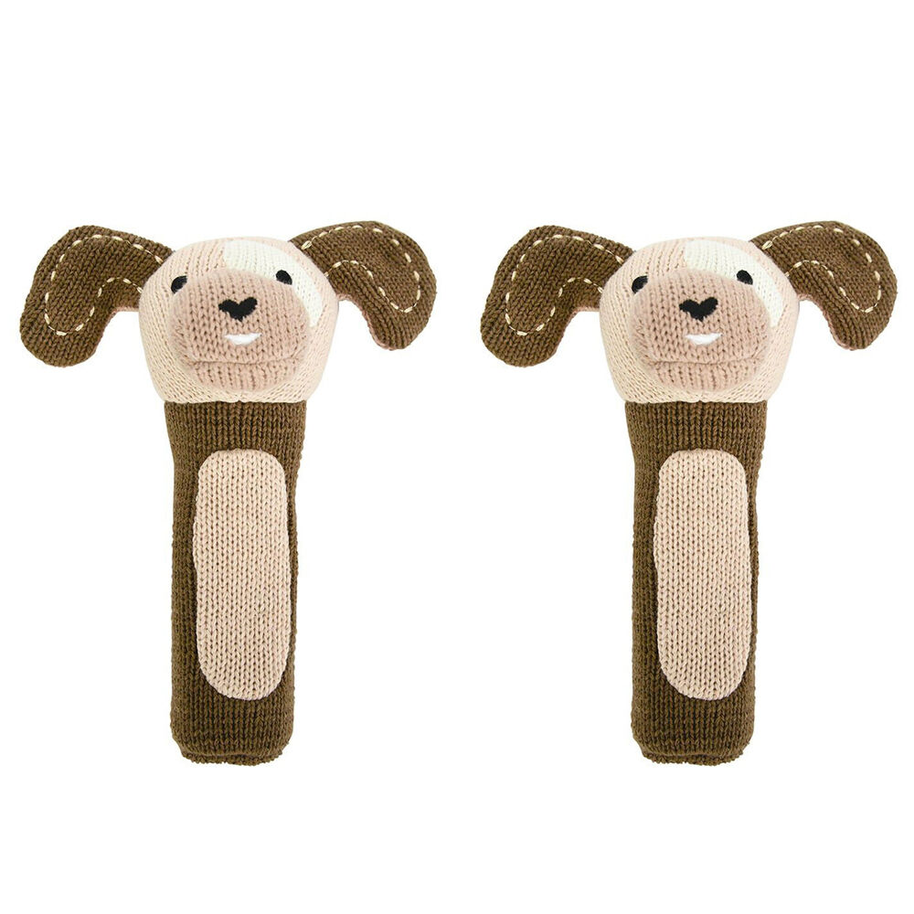 2PK Annabel Trends Baby Hand Rattle Knit Sensory Play Toy 18.5cm Puppy