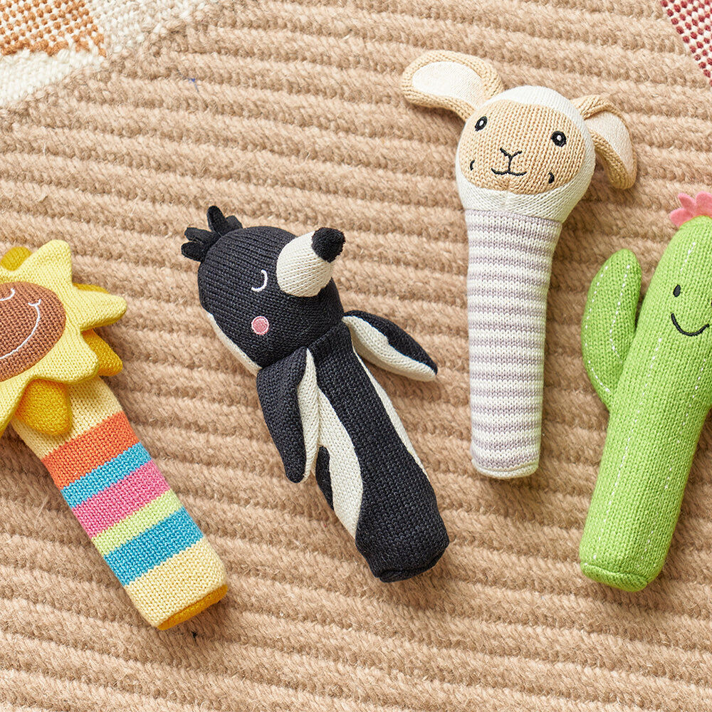 2PK Annabel Trends Baby Hand Rattle Knit Sensory Play Toy 18.5cm Puppy