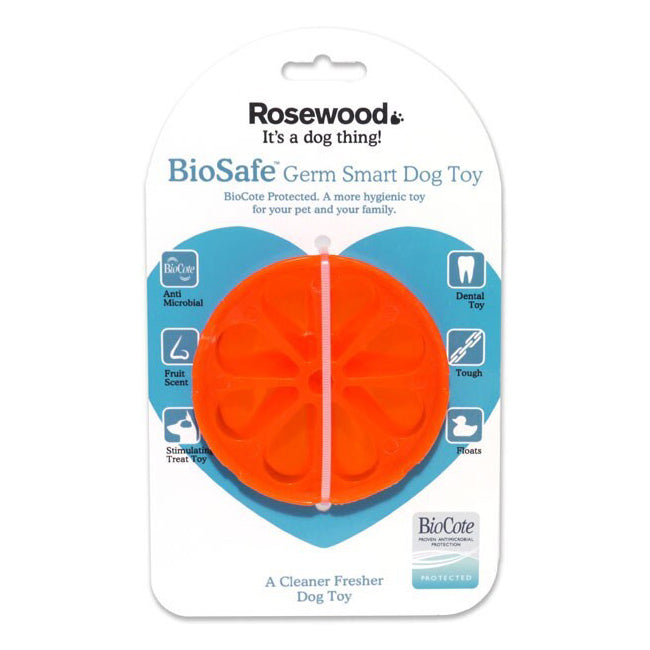 2PK Rosewood BioSafe Germ Smart Orange Fruit Dog Pet Interactive Dental Chew Toy