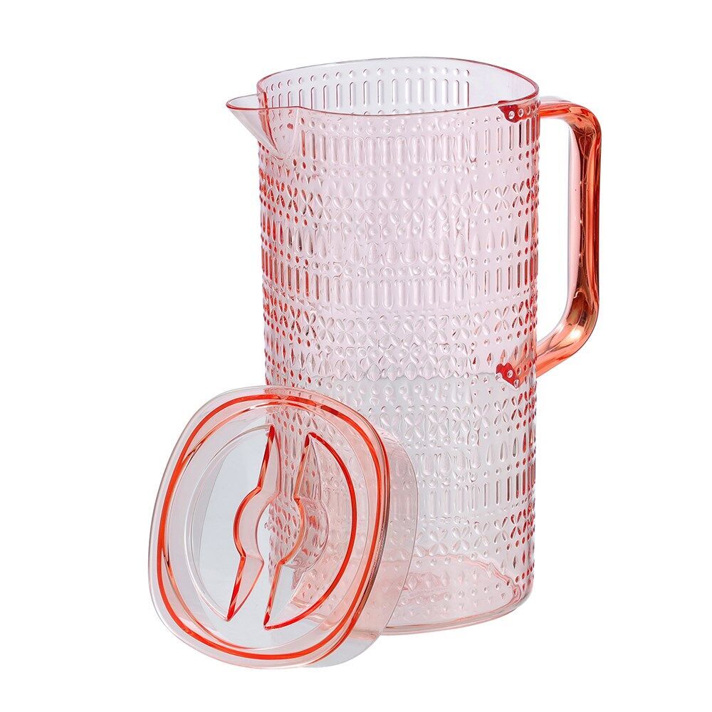 6PK Lemon & Lime Moroccan Deco Plastic Pitcher 2.5L Amber/Green/Pink Assorted