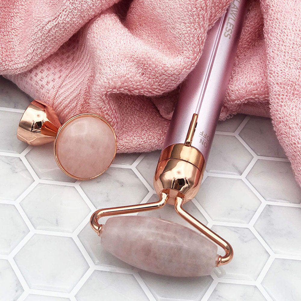 2PK Flawless Finishing Touch Contour Micro Vibrating Rose Quartz Facial Roller