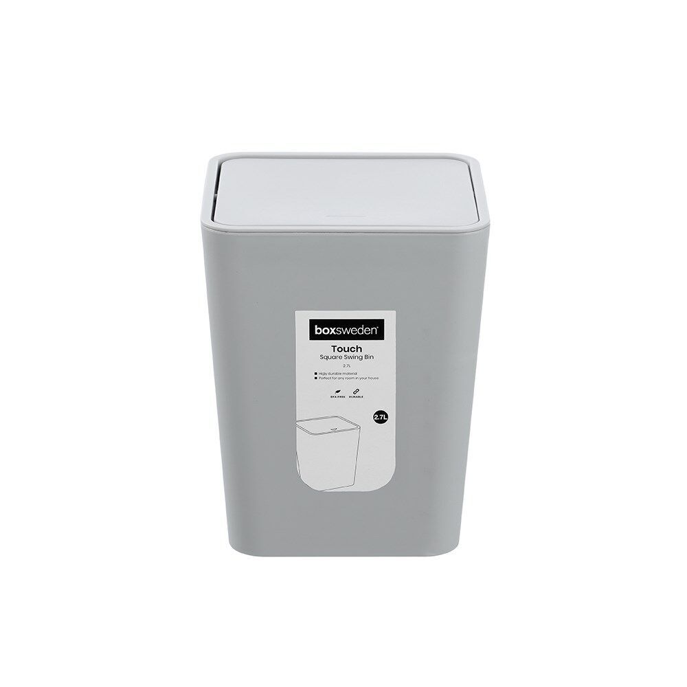 12PK Boxsweden Touch Swing Bin Square for Home/Office 2.7L Assorted