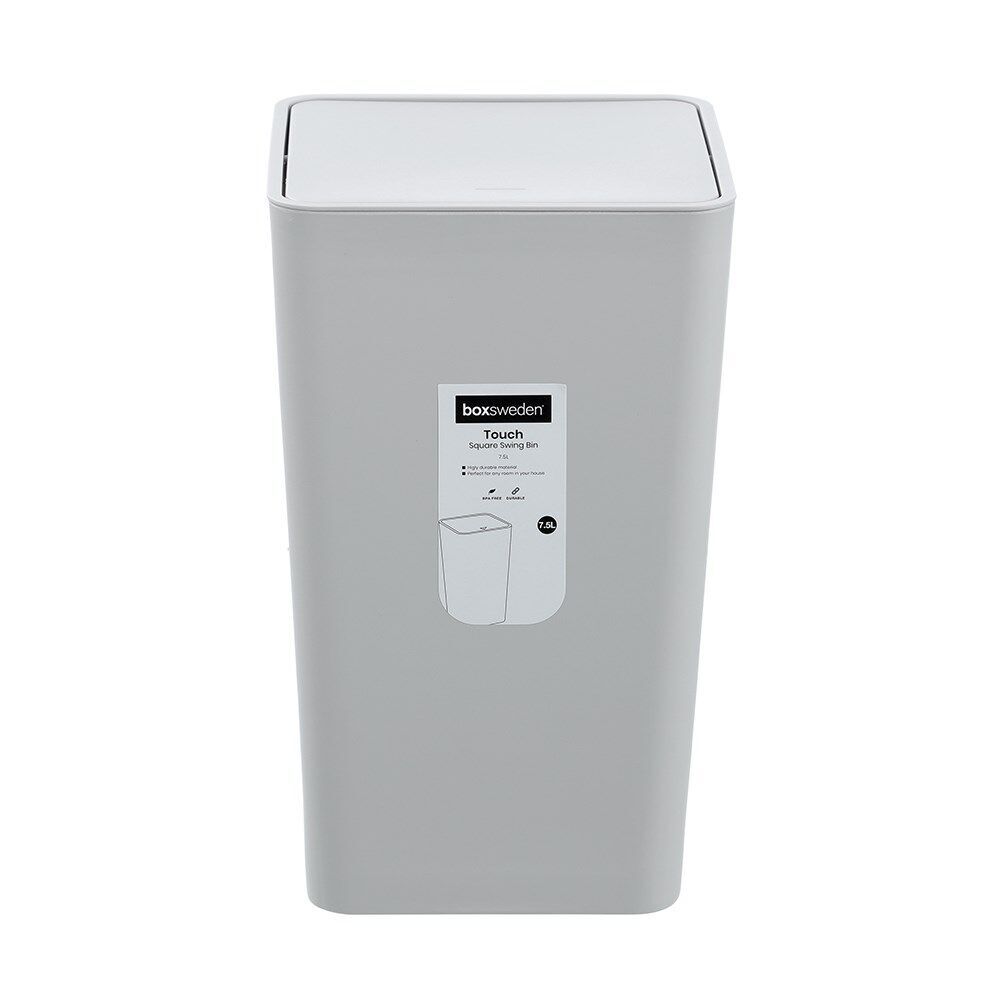 12PK Boxsweden Touch Swing Bin Square for Home/Office 7.5L Assorted