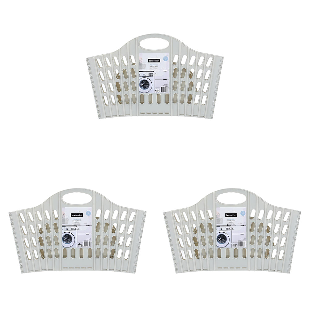 3PK Boxsweden Foldaway Laundry Hamper Basket 52x39cm - Assorted
