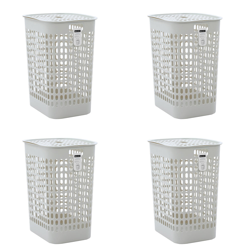 4PK Boxsweden 58L Laundry Lidded Basket Hamper Large - Assorted