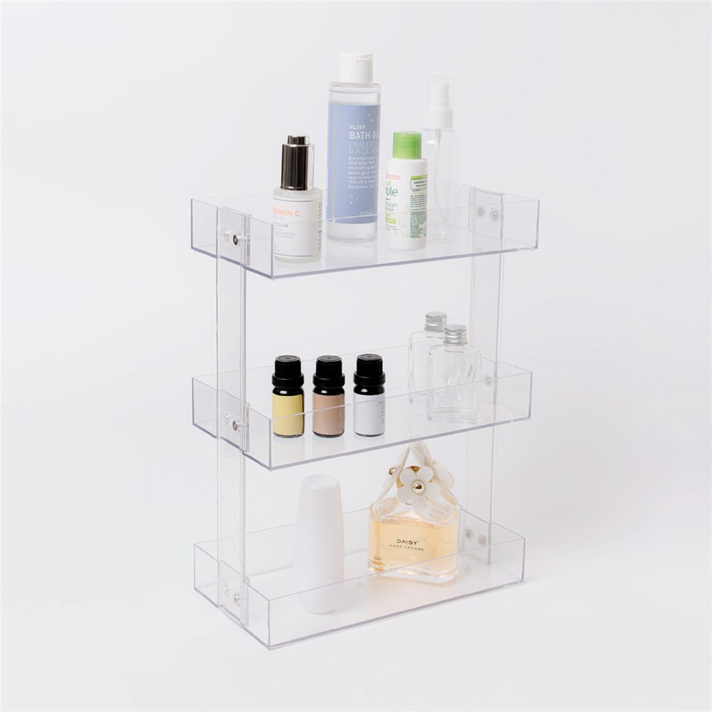 6PK Boxsweden 33cm Crystal Shelf 3-Tier Storage Organiser - Clear