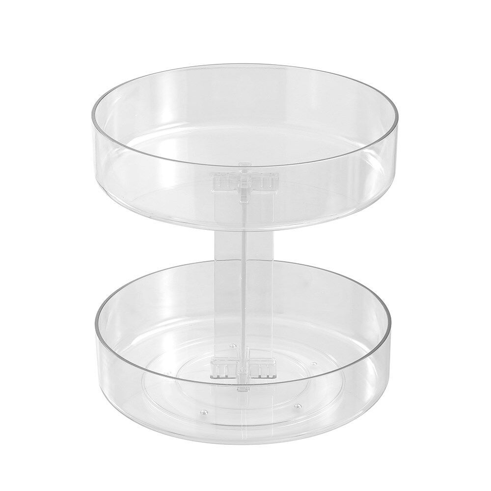 6PK Boxsweden Crystal Round Easy Access 2 Tier Turntable Storage 21x21x21.5cm