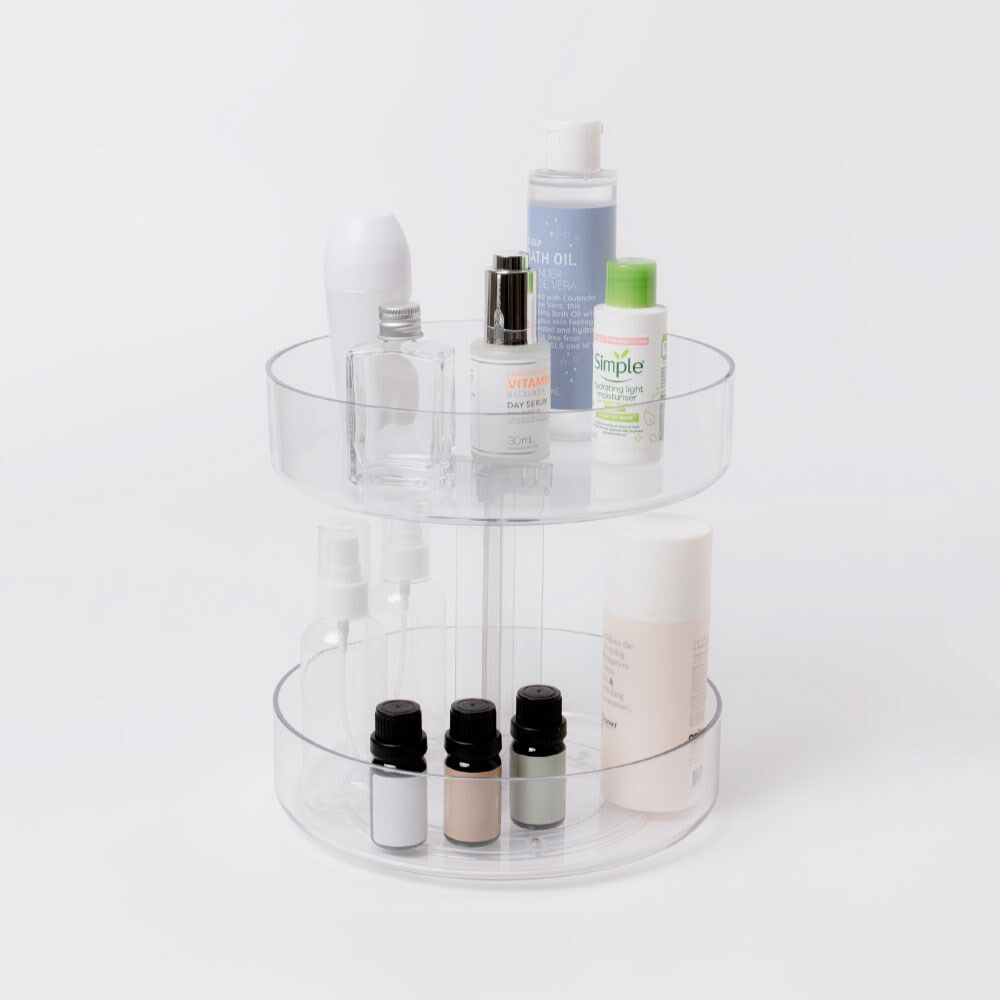 6PK Boxsweden Crystal Round Easy Access 2 Tier Turntable Storage 21x21x21.5cm