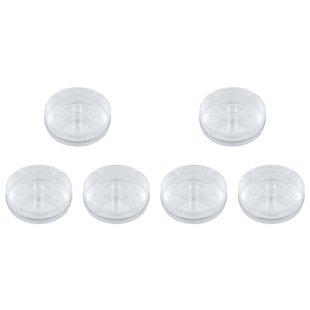 6PK Boxsweden 23.5cm Round Crystal Turn Table w/ 4-Bins - Clear