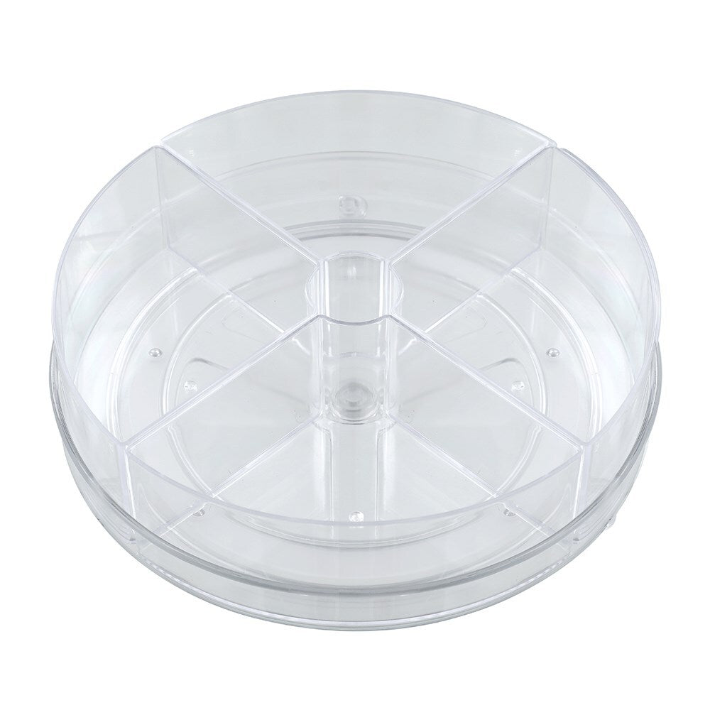 6PK Boxsweden 23.5cm Round Crystal Turn Table w/ 4-Bins - Clear