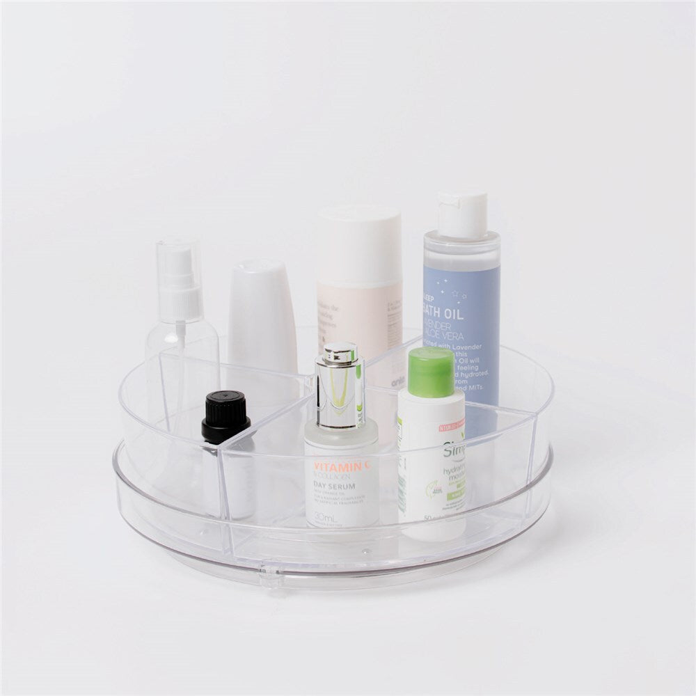 6PK Boxsweden 23.5cm Round Crystal Turn Table w/ 4-Bins - Clear