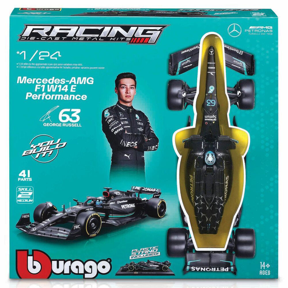 Bburago 2023 Racing Model Kit F1 Mercedes-AMG W14 #63 - Russell w/ Helmet 1:24