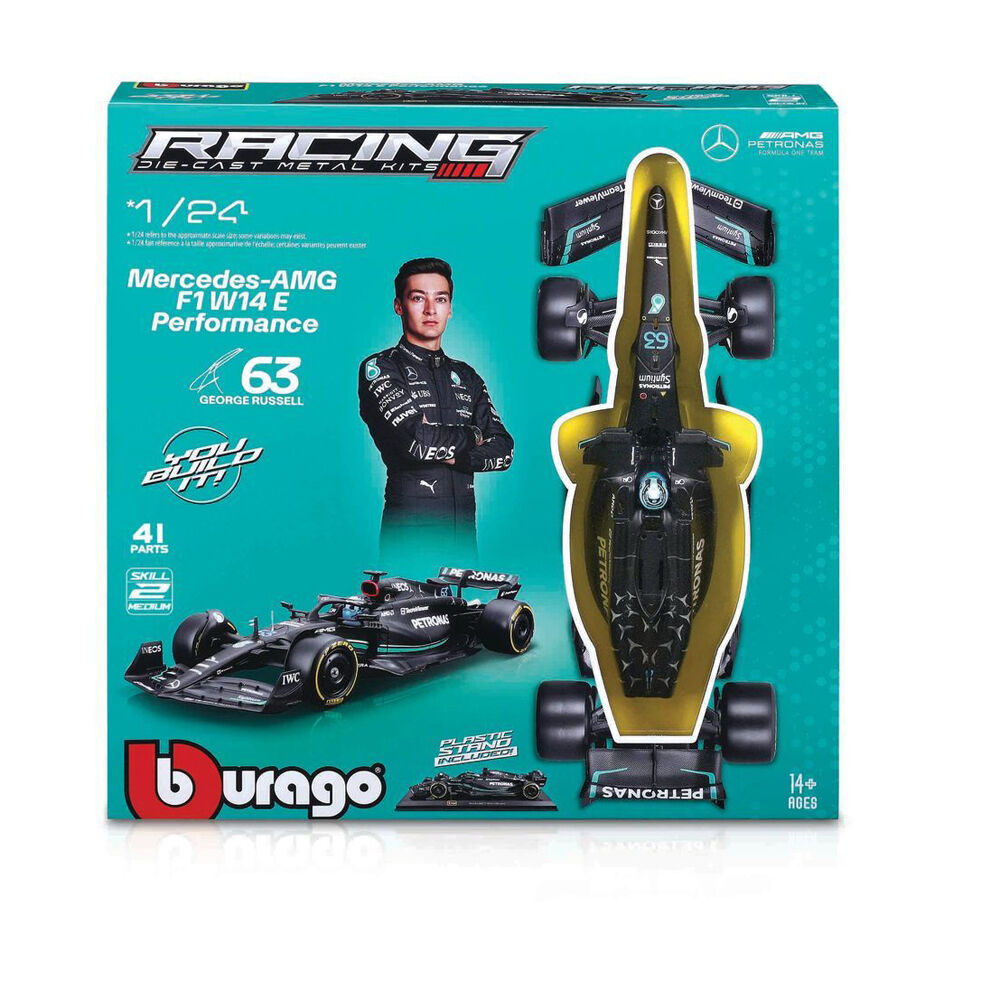 Bburago 2023 Racing Model Kit F1 Mercedes-AMG W14 #63 - Russell w/ Helmet 1:24