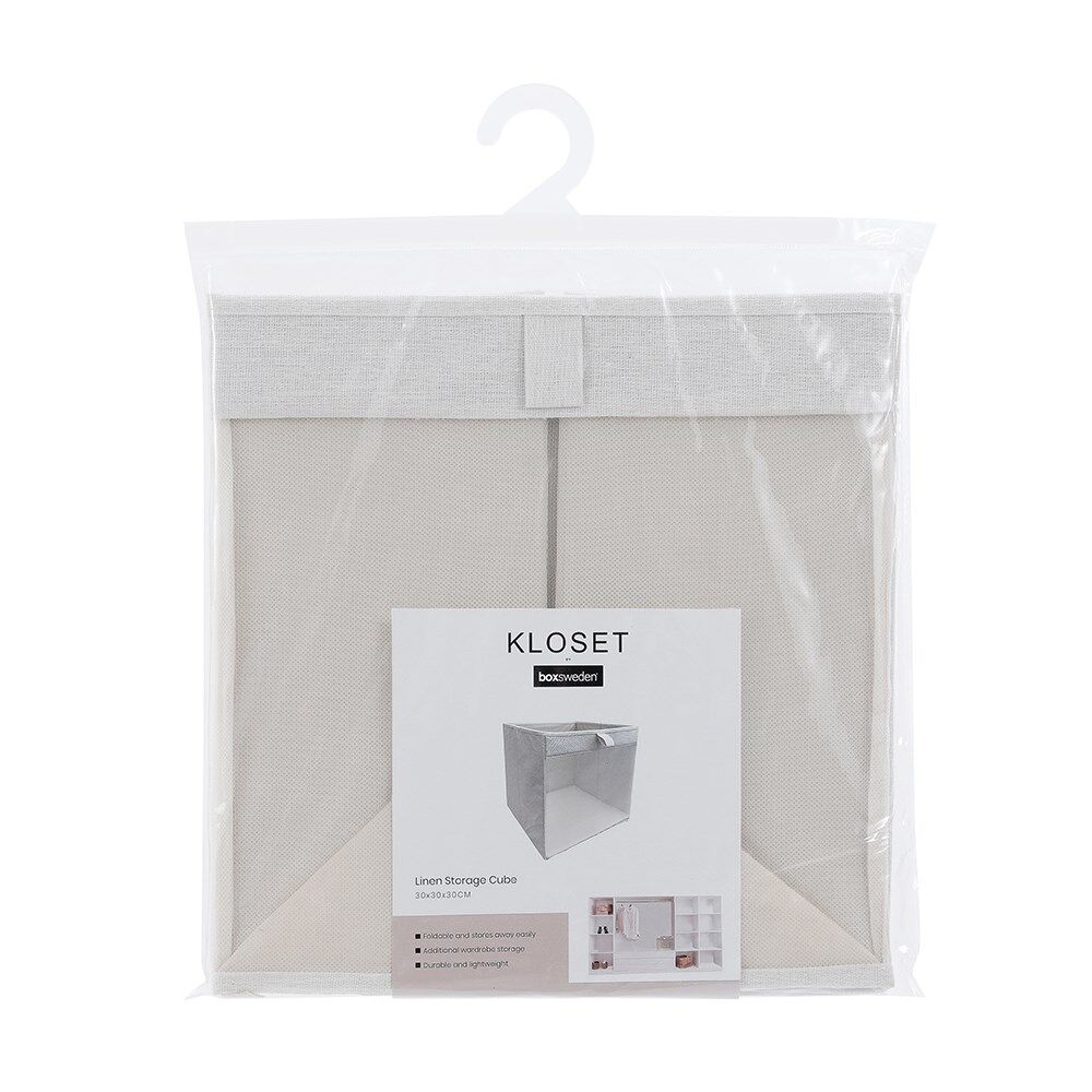 6PK Boxsweden Kloset Linen Foldable Wardrobe Organising Storage Cube 30x30x30cm