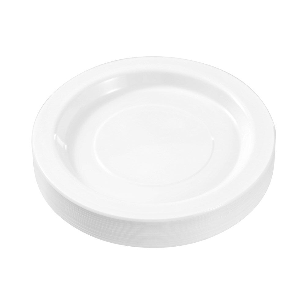 400pc Lemon & Lime Reusable Plastic Side Plate Round 18cm - White