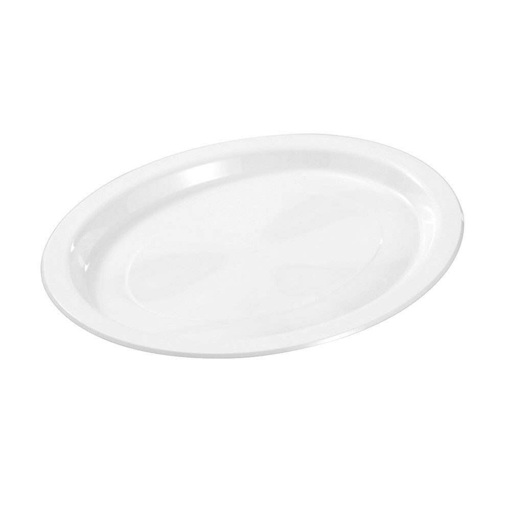160pc Lemon & Lime Reusable Plastic Oval Plate 31x24.5cm - White