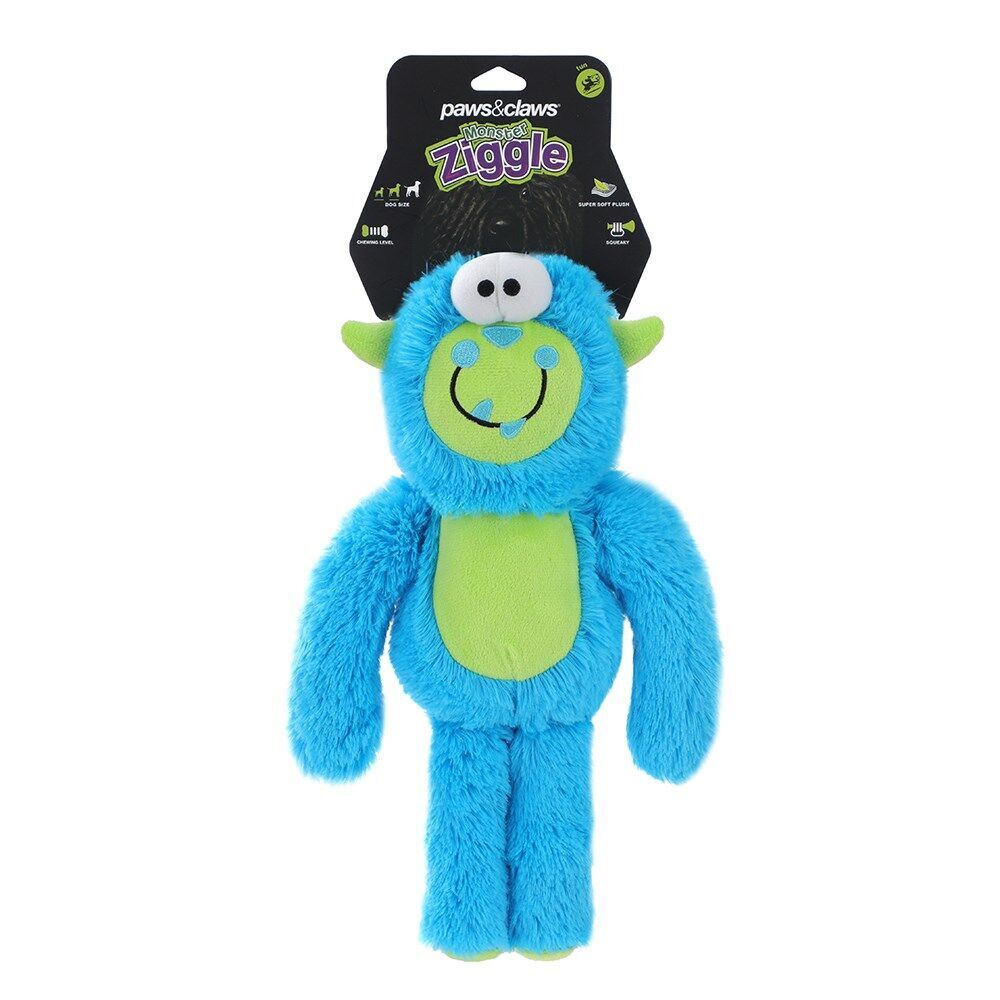 8PK Paws & Claws Monster Ziggle Soft Plush Pet/Dog Toy 34cm Assorted