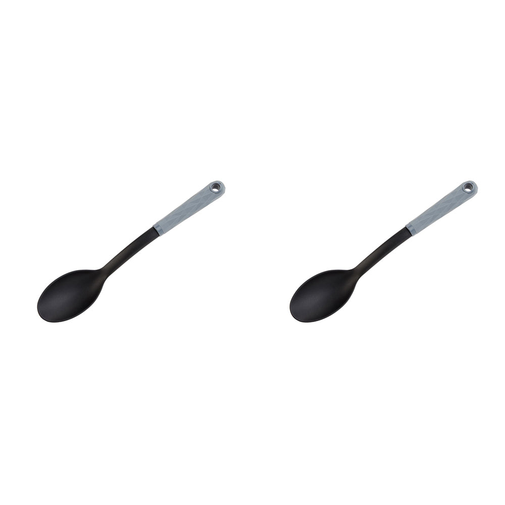 2PK Wiltshire Diamond Soft Touch Handle Kitchen Solid Spoon